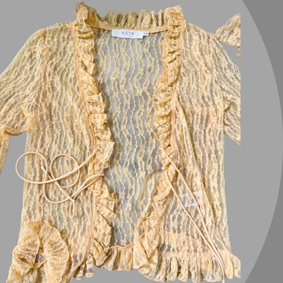 ASTR Ruffled Lace Tie Top, XS - Picture 2 of 2